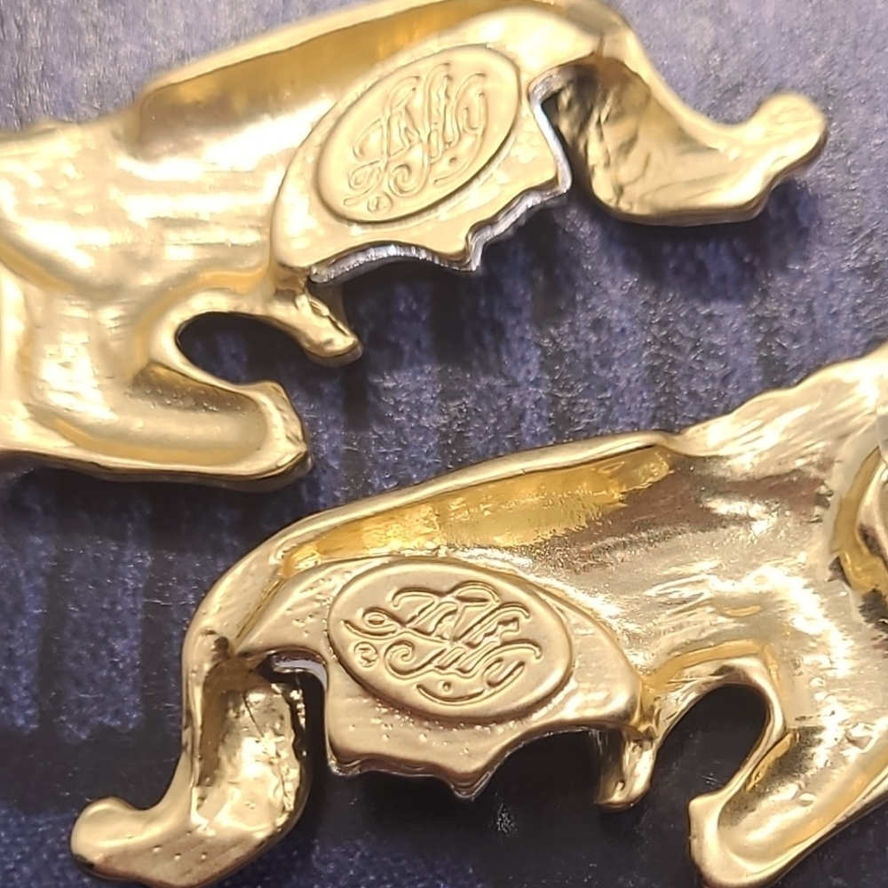 Vintage Kirks Folly Luxury Crystal Winged Pegasus Warrior Face Gold Earrings - Picture 6 of 15